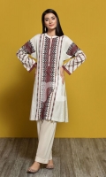 - Long Kurta  - Band Neckline  - Buttons on Piping Slit  - Pleated Sleeves