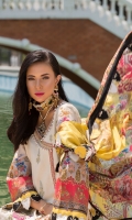 Front: Embroiderd Cotton Net Back: Digital Printed Lawn Sleeves: Digital Printed Lawn Pants: Dyed Cambric Dupatta: Digital Printed Tissue Silk Embroideries: 2Embroiderd Front Patches Embroiderd Front Silk Patti Embroiderd Silk Neckline Embroiderd Silk Ghera Border