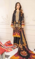 1.25-Meter Front Printed and Embroidered 1.25-Meter Printed Back 0.5-Meter Printed Sleeves 2.5-Meter Lawn Printed Dupatta 2.5-Meter Cotton Trousers