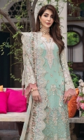 EMBROIDERED CHIFFON FRONT WITH HAND EMBELLISHMENT EMBROIDERED CHIFFON BACK EMBROIDERED CHIFFON SLEEVES EMBROIDERED RAW SILK FRONT & BACK BORDERS EMBROIDERED ORGANZA SLEEVE PATCH EMBROIDERED ORGANZA FRONT & SLEEVES PATTI (CUTOUT) EMBROIDERED CHIFFON DUPATTA EMBROIDERED LAZER ORGANZA DUPATTA PATCH EMBROIDERED RAW SILK DUPATTA PALLU PATCH EMBROIDERED RAW SILK 2 SIDE PATTI EMBROIDERED RAW SILK PALLU PATTI PRINTED RAW SILK TROUSER RAW SILK DYED INNER