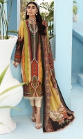 Digital Printed Lawn Shirt Front Border Schiffli Lace Digital Printed Lawn Dupatta With Schiffli Lace Dyed Cotton Trouser