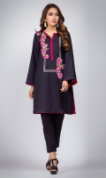 Floral Colored embrodiery on white pasted fabric with bell sleeves. Straight cut sleeves.
