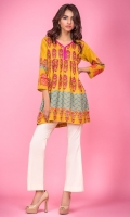 100% Lawn ready to wear digital shirt V neckline with slit Peplum shirt and embroidered sleeves