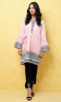 100% Cotton satin ready to wear digital shirt Overlapped V-neckline band  Straight cut and peplum sleeves with lace