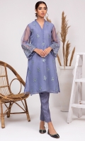 Stitched Orgazna Shirt V Neck Sequence Embroidered Front With Loop Lace At Border Sitched Inner Organza Sleeves With Sequence Embroidery Plain Back