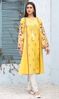 Stitched Lawn Frock Boat Neck With Resham Dori Embroidered Front With Ring Lace At Border Embroidered Sleeves With Ring Lace At Borders Plain Back