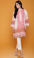 Ban Collar Pink Printed Kurta With Embroidered Neck Line & Sleeve Motifs