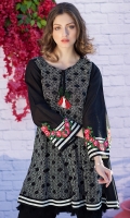 Round Neck Fully Embroidered Aysmmetrical Shirt With Embroidered Sleeve Borders & Resham Naeck Dori