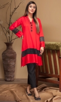 Stitched Linen Shirt V Neck With Black Tassels Embroidered Organza Patch At Daaman Sleeves With Embroidered Organza Patch Plain Back