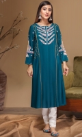 Stitched Linen Frock Embroidered Front Embroidered Sleeves Plain Back