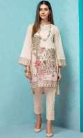 Stitched Lawn Shirt Round Neck With Slit Embroidered Front Embroidered Sleeves Plain Back