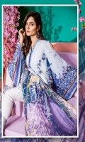 Digital Print Embroidered Front: 1.25 mtr Digital Print Back & Sleeves (Lawn) 1.75 mtr Digital Print Chiffon Dupatta: 2.50 mtr Jekard Trouser: 2.50 mtr Embroidered Trouser Patch: 1pcs