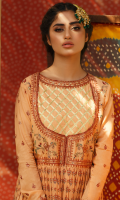 DIGITAL PRINTED FRONT AND BACK EMBROIDERED SLEEVES EMBROIDERED NECKLINE LACE EMBROIDERED FRONT BODICE EMBROIDERED NECKLINE EMBROIDERED SLEEVES BORDER EMBROIDERED DUPATTA DYED TROUSER