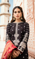 Sheesha Embroidered Front Pearl Printed Back Embroidered Sleeves Banarsi Dupatta Plain Trouser Embroidered Neckline Embroidered Trouser Lace