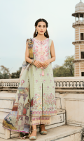 Embroidered Front Digital Printed Back Digital Printed Sleeves Digital Printed Silk Dupatta Plain Trouser Embroidered Neckline on Charmouse Silk Embroidered Trouser Lace Embroidered Border Embroidered Border Lace