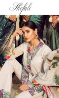 Embroidered Front Digital Printed Back Digital Printed Sleeves Digital Printed Egyptian Lawn Dupatta Embroidered Neckline Dyed Trousers Embroidered Lace for Trousers