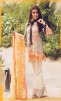 Embroidered Front Printed Back Printed Sleeves Chiffon Dupatta Dyed Trouser Embroidered lace for Trouser