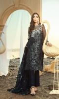 Embroidered & Sequined Front with hand Embellishment on Organza Dyed Jacquard Organza Back Embroidered & Hand Embelished Neck Pearl Embellished Sleeves on dyed Organza Embroidered Lace for Sleeves Embroidered Organza Jacquard Dopatta Jacquard Dyed Trouser Dyed Cotton Silk Lining