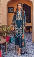 Embroidered Shirt Front Digital Printed Back and Sleeves Digital Printed Silk Dupatta Embroidered Lace Dyed Cambric Trouser