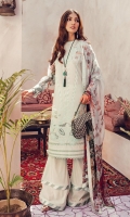 Cutwork Shirt Front Digital Printed Back and Sleeves Digital Printed Chiffon Dupatta Dyed Cambric Trouser