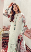 Cutwork Shirt Front Digital Printed Back and Sleeves Digital Printed Chiffon Dupatta Dyed Cambric Trouser