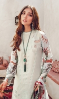 Cutwork Shirt Front Digital Printed Back and Sleeves Digital Printed Chiffon Dupatta Dyed Cambric Trouser