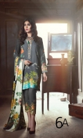 Shirt   2.5 mtrs (Digital Printed) Sleeves 1 Pair (Digital Printed) Pashmina Shawl 2.5 mtrs (Printed) Trouser 2.5 mtrs (Dyed)