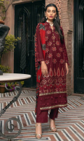 Sequined Embroidered Shirt Front  Embroidered Sleeves  Embroidered Side Panels Dyed Back Digital Printed Silk Dupatta Dyed Cambric Trouser