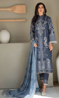 Embroidered Jacquard Shirt Front Foil Printed Shirt Back Block Printed Premium Voil Dupatta Dyed Cambric Trouser