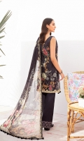 Digital printed shirt 3 meter  Embroidered patches for front  Embroidered patches for sleeves  Embroidered lace for sleeves  Digital printed bambar chiffon dupatta 2.5 meter  Embroidered lace for trouser   Dyed trouser 2.5 meter
