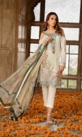 Embroidered Lawn Front  Printed Back  Printed Chiffon Dupatta  Simple Trouser