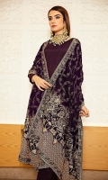 Velvet shawl with dyed unstitch raw silk