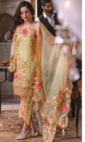 Embroidered Chiffon Shirt with Adda Work 3.25 Yards Dyed Shirt Lining 2 Yards Embroidered Organza Dupatta 2.65 Yards Embroidered Dupatta Motif 01 Piece Dyed Jamawar Trouser 2.65 Yards Embroidered Sleeve Lace – 40” 01 Piece Embroidered Border Lace – 30” 01 Piece Embroidered Trouser Motif 01 Pair