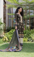 • Digital Embroidered Cambric Shirt, • Digital Silk & Embroidered Chiffon Dupattas, • And Trousers.