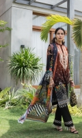 • Digital Embroidered Cambric Shirt, • Digital Silk & Embroidered Chiffon Dupattas, • And Trousers.