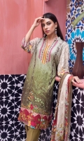 -Shirt Digitally Printed Embroidered Sequin Linen Front with Digitally Printed Back an Sleeves -Dupatta Digitally Printed Pure Embroidered Chiffon -Premium Dyed Trouser