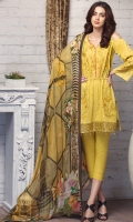 Shirt: Lawn Â (Machine Embroidered) Dupatta: Chiffon (Digital Print) Â 2.5 Meter Trouser: Cotton 2.5 Meter