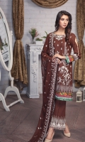 Shirt: Lawn (Machine Embroidered) Dupatta: Chiffon (Machine Embroidered) 2.5 Meter Trouser: Cotton 2.25 Meter