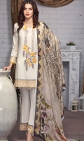 Shirt: Lawn Swiss (Machine Embroidered) Dupatta: Chiffon (Digital Print) 2.5 Meter Trouser: Cotton 2.25 Meter