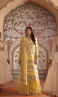 Embroidered Front+Sleeves & Back (Dyed) on Lawn 2.3 Meter Embroidered Dupatta Rocket Net 2.5 Meter Dyed Cambric Trouser 2 Meter Embroidered Dupatta Pallu Rocket Net 2 PCS Embroidered Hem Border Organza 3 Meter Embroidered Sleeves Border Organza 1.6 Meter Front Border Jacquard Lawn 3 Borders Sleeves Borders Jacquard Lawn 2 Borders