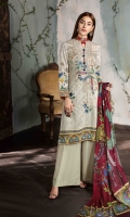 PRINT EMBROIDERED FRONT PRINTED BACK, SLEEVES AND FRONT BORDER CHIFFON PRINTED DUPATTA PLAIN TROUSER