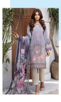 LAWN PRINT EMBROIDERED FRONT LAWN PRINTED BACK LAWN PRINTED SLEEVES LAWN PRINT EMBROIDERED BORDER FOR FRONT CRINKLE CHIFFON PRINTED DUPATTA PLAIN TROUSER