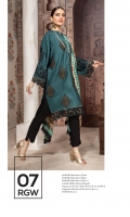 Shirt: - Embroidered Dull Silk Dupatta / Shawl: - Printed Pure Crinkle Chiffon Dupatta Trouser: - Dyed Dull Silk with Embroidery