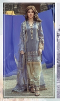 Embroidered front on digital printed lawn  Digital printed back on lawn  Digital printed sleeves on lawn  Embroidered neck patti  Dyed trouser Embroidered borders for trouser  Organza dyed embroidered dupatta with pallu borders