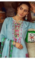 Shirt: Printed Lawn Dupatta: Printed Lawn Trouser: Dyed Cotton  EMBROIDERY: Embroidered Gala on Shirt Embroidered Bunches for Trouser