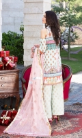 Embroidered Cotton Net Dupatta Embroidered Lawn Front Digitally Printed Back & Sleeves Jacquard Trouser Embroidered Border