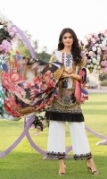 Digitally Printed Pure Silk Dupatta Digitally Printed Front, Back & Sleeves Plain Trouser Embroidered Border Embroidered Patch