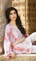 3 Piece Lawn Suit,1.25 Meter Front,1.25 Meter Back Shirt,0.75 M Sleeves,Embroidered Neckline,Emb Front Border,2.5 Meter Pure Silk Dupatta,Trouser Lace,2.5 Meter Trouser