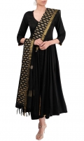 SOLID BLACK LONG FLARED ANARKALI WITH PAJAMA AND DUPATTA