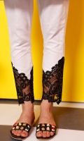 Pencil pants in lawn with black organza embroidered lace.